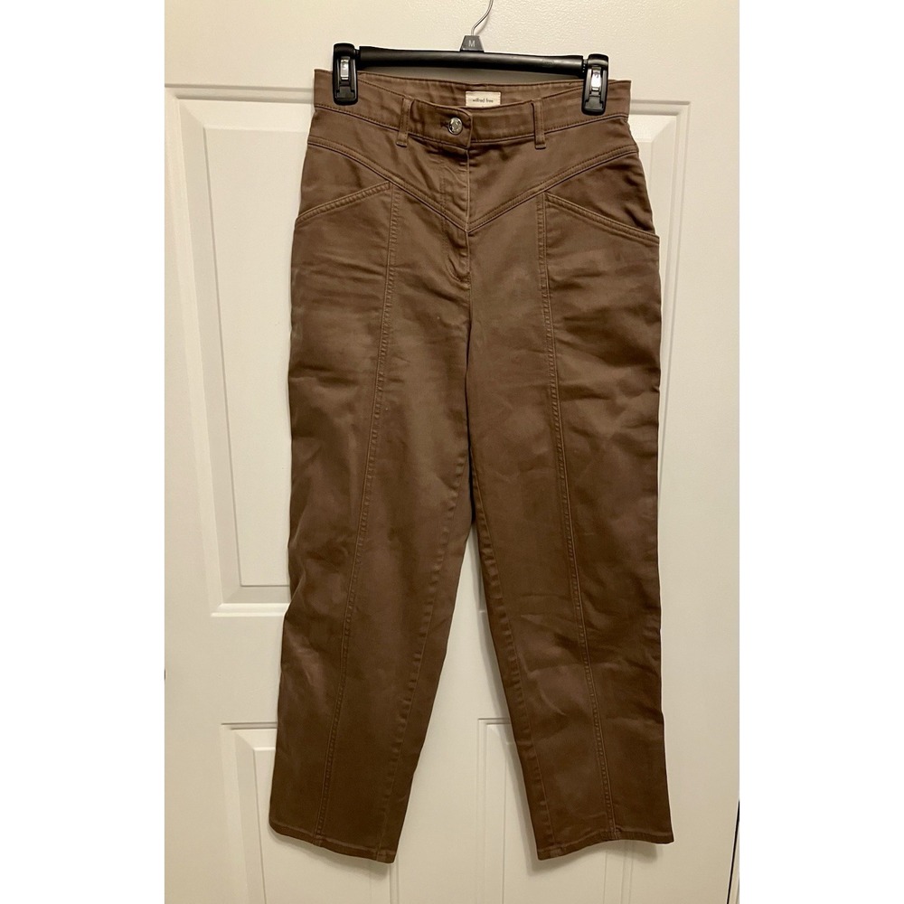 Aritzia Wilfred Free Modern Utility Denim Pants Brown Women's Sz 2 Straight Leg‎